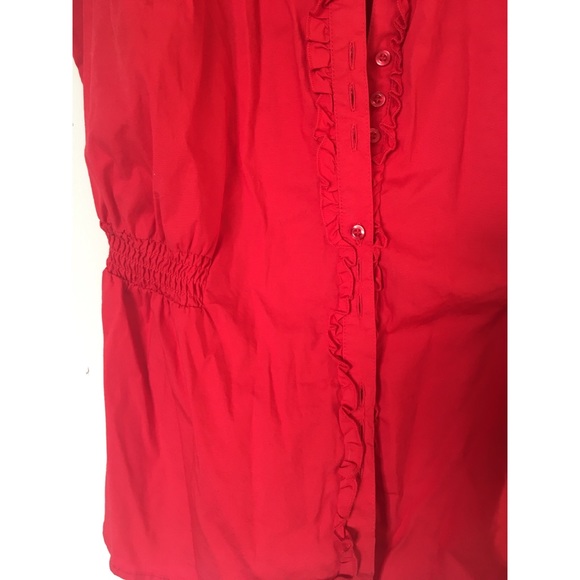 Red Ruffled Button Up Blouse - Picture 4 of 4